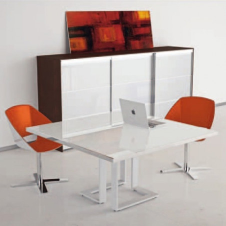 Table bureau Archimède verre blanc Table bureau Archimède verre blanc